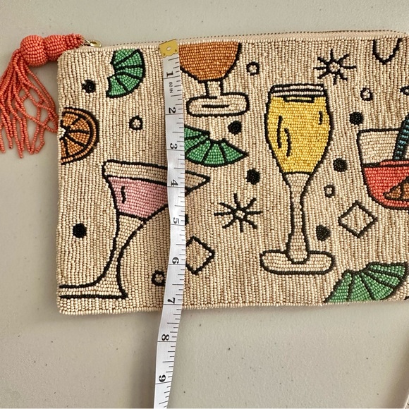 Anthropologie The Fiona Large Beaded Bag Pouch Clutch Tassel Retro Chic NWOT - Picture 5 of 8